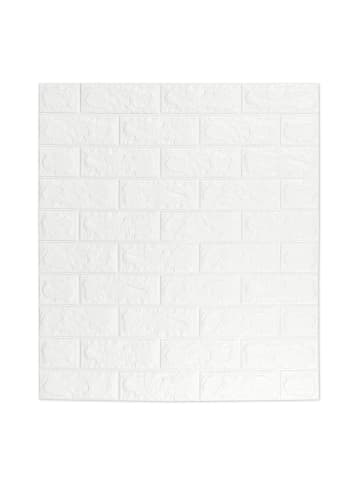 relaxdays 5er-Set: Wandpaneele Steinoptik in Weiß - 78 x 70 cm