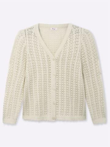 sheego Ajourstrickjacke in champagner