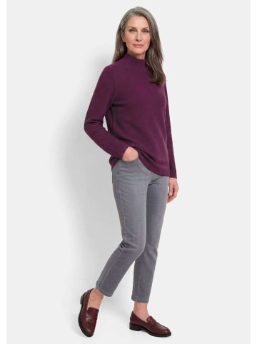 GOLDNER Kurzgröße:  Feinstrickpullover mit Rollkante in beere
