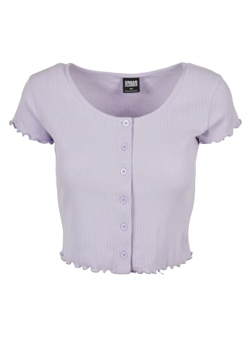 Urban Classics Urban Classics Damen Ladies Cropped Button Up Rib Tee in lilac