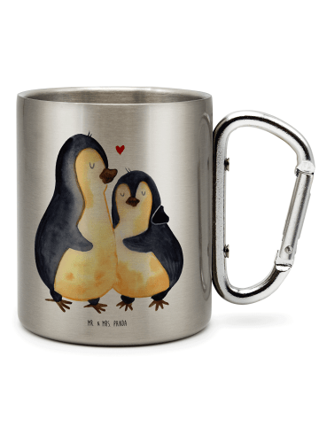 Mr. & Mrs. Panda Tasse Pinguin umarmen ohne Spruch in Silber
