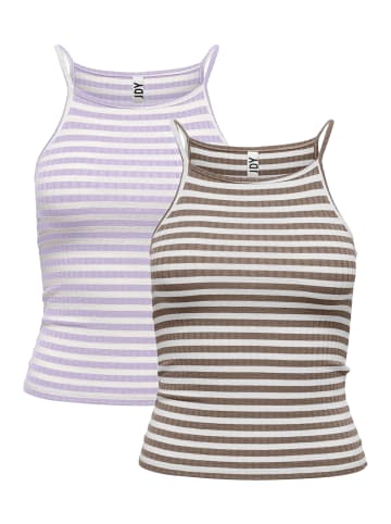 JACQUELINE de YONG Gestreiftes Tank Top 2-er Stück Ärmelloses Set JDYFRANSISKA in Braun-3