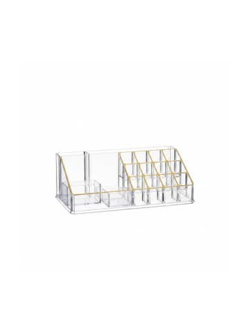 relaxdays Kosmetikorganizer in Transparent/Gold