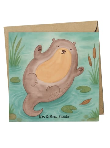 Mr. & Mrs. Panda Glückwunschkarte Otter Umarmen Design ohne Spruch in Weiß