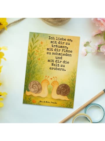 Mr. & Mrs. Panda Postkarte Schnecken Liebe Design mit Spruch in Weiß