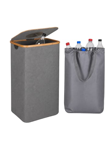 relaxdays Pfandflaschen-Sammelbehälter in Grau - 100 l