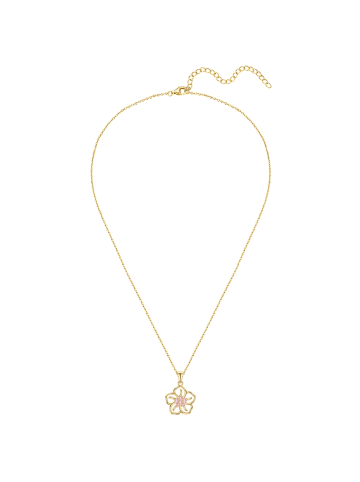 Rafaela Donata Kette Blume aus Sterling Silber mit Zirkonia in gelbgold