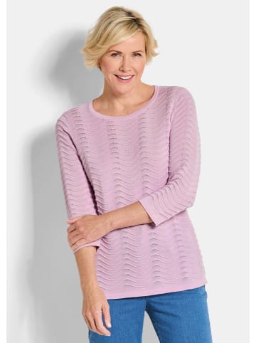 GOLDNER Kurzgröße:  Sommerpullover mit Wellenstruktur in rosé