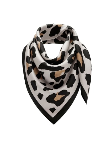 faina Women Feminine Scarf in Black Beige Leo
