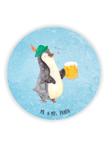Mr. & Mrs. Panda Rund Magnet Pinguin Bier ohne Spruch in Eisblau