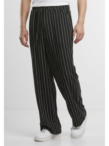 Urban Classics Urban Classics Striped Crinkle Resort Pants in black/offwhite