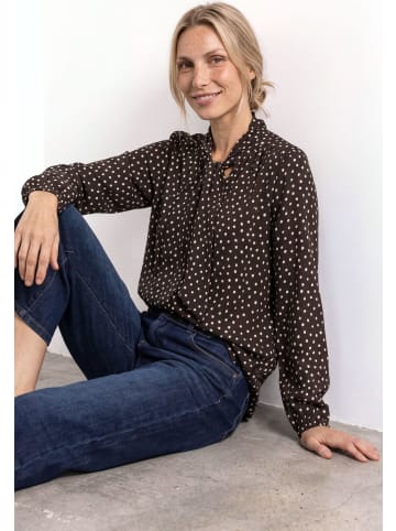 Street One Langarmbluse mit Schleifendetail in Black Coffee