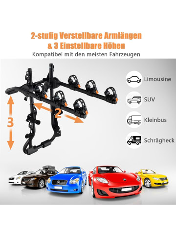 COSTWAY Kofferraum Fahrradträger für 3 Fahrräder in Schwarz