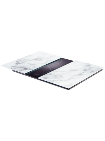 Zeller MARBLE WEIß Glasplatte für Herd — 2 Stück in Weiß, (B) 30 x (L) 52 cm