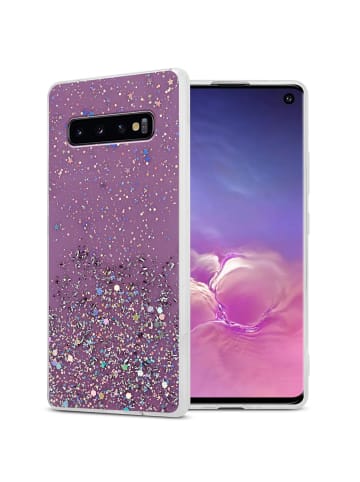 cadorabo Hülle für Samsung Galaxy S10 PLUS Glitter in Lila mit Glitter