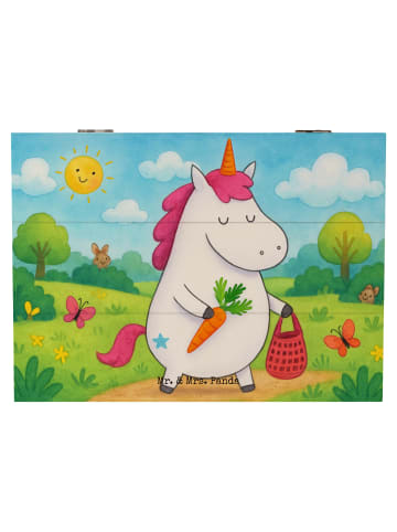 Mr. & Mrs. Panda Holzkiste Einhorn Vegan Design ohne Spruch in Weiß