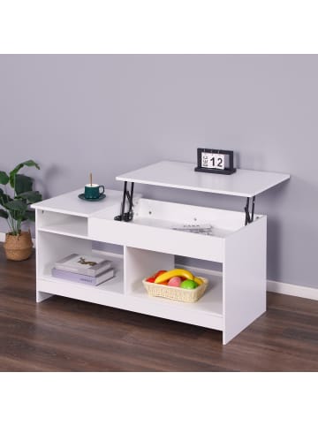 relaxdays Couchtisch in Weiß - (B)110 x (H)50 x (T)50 cm