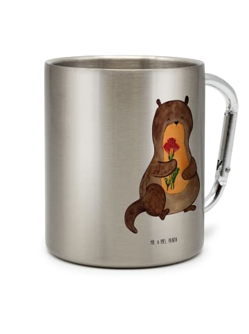 Mr. & Mrs. Panda Tasse Otter Blumenstrauß ohne Spruch in Silber