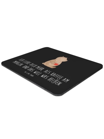 Mr. & Mrs. Panda Mouse Pad Bär Morgenkaffee mit Spruch in Schwarz