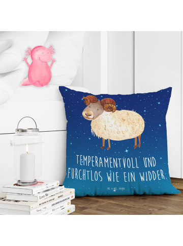 Mr. & Mrs. Panda Sofa Kissen Sternzeichen Widder mit Spruch in Sternenhimmel Blau