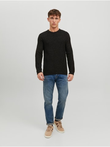 Jack & Jones Langarm Grobstrick Pullover Rundhals Sweater JJEDAMIAN in Schwarz