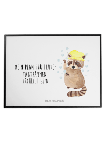 Mr. & Mrs. Panda Schreibunterlage Waschbär mit Spruch in Weiß