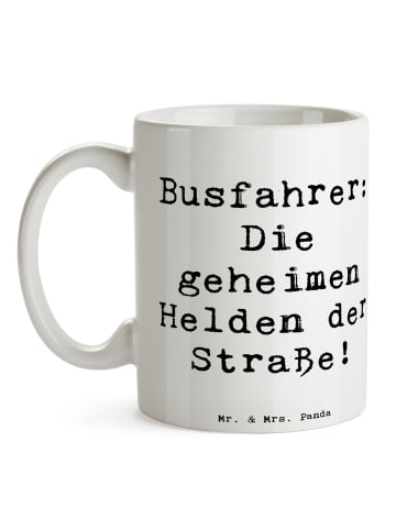 Mr. & Mrs. Panda Mug Spruch Busfahrer Helden mit Spruch in Weiß