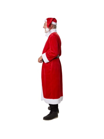 tectake Langer Weihnachtsmann-Mantel aus weichem Stoff, rot/weiß