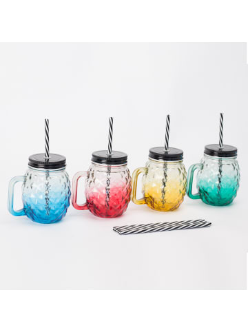 relaxdays 4 x Trinkgläser "Ananas" in Bunt - 500 ml