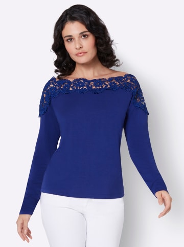 creation L Spitzenshirt in royalblau