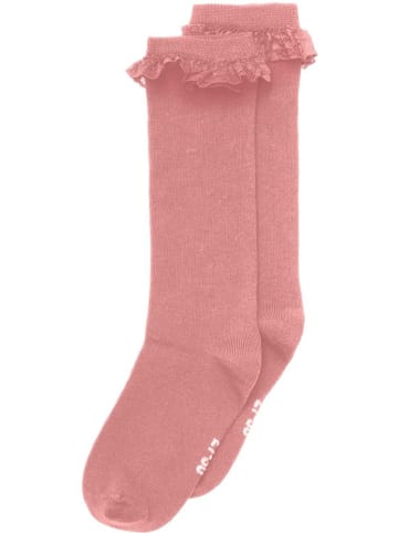 Minymo Kinder Socken "Knee Sock with Lace" in Rosa