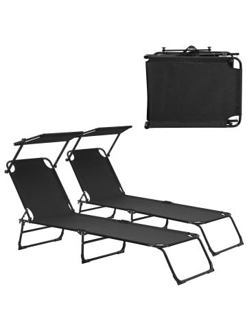 casa.pro Sonnenliege Lomeda 2er Set in Schwarz (L)187cm (B)53cm (H)27cm