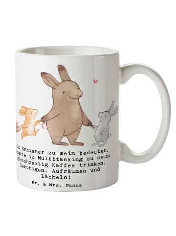 Mr. & Mrs. Panda Kaffeebecher Multitasking Erzieher mit Spruch in Weiß
