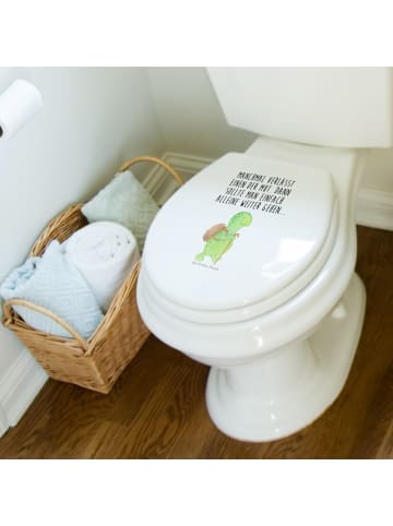 Mr. & Mrs. Panda Toilettendeckel Schildkröte Wanderer mit Spruch in Weiß