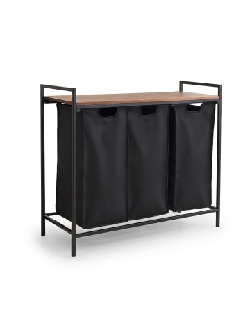 relaxdays Wäschesammler in Braun/ Schwarz - (B)92,5 x (H)72 x (T)33 cm
