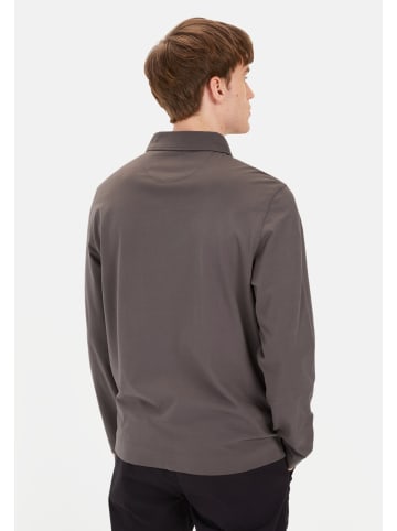 Camel Active Langarm Poloshirt aus reiner Baumwolle in Grau