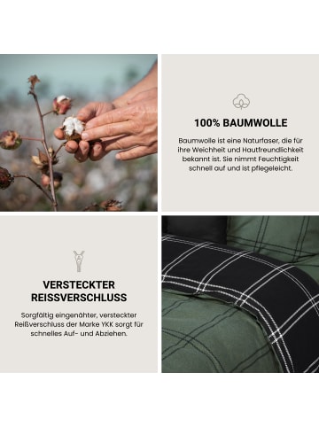 Schiesser Feinbiber-Bettwäscheset Ellis in Dunkelgrün