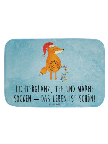 Mr. & Mrs. Panda Badteppich Fuchs Weihnachten mit Spruch in Eisblau
