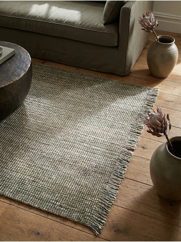 KADIMA DESIGN Jute-Teppich Handgewebt WEAVER 24% Wolle Naturfaser Boho Wohnzimmer in Grün
