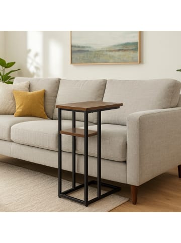 relaxdays Beistelltisch in Braun/Schwarz - (B)40 x (H)60 x (T)30 cm