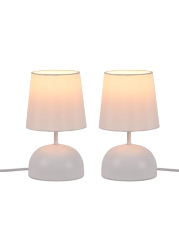 ZMH 2er-Set Tischleuchte E14 in weiß runde Stoffschirm