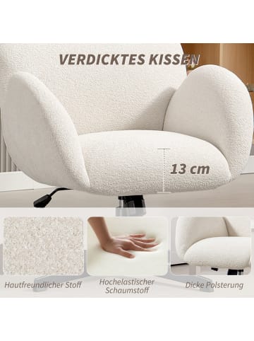 HOMCOM Bürostuhl-68L x 67B x 103-113H cm-Cremeweiß