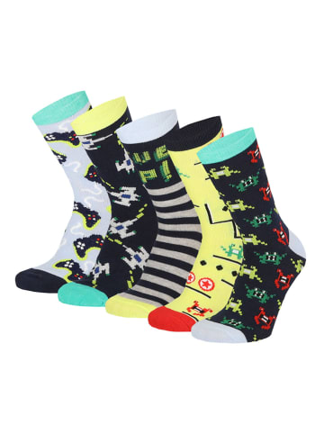 Yuhu Jungen Socken 5er Pack Gaming Design Kindersocken in Schwarz