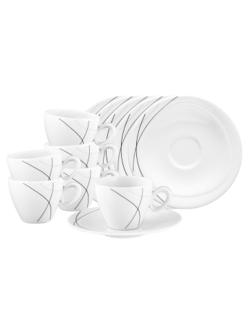 Seltmann Weiden 6er Set Espressotassen mit Untertassen Trio Highline in 110 ml in weiß-grau