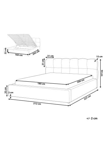 Beliani 2-tlg Doppelbett BASTON in Beige