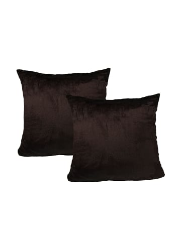 JACK 2er Set Teddy Flausch Kissenhülle Kissenbezug in Braun