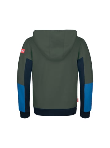 Trollkids Hoodie "Rondane" in Efeugrün/Marine/Mittelblau