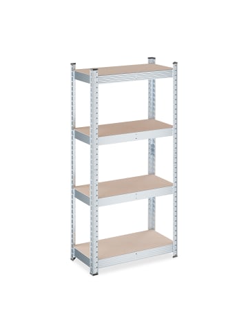 relaxdays 2 x Schwerlastregal in Hellbraun/ Silber - (B)60 x (H)120 x (T)30 cm