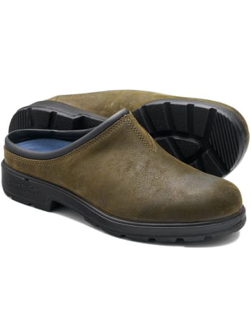 Blundstone Chelsea Boot "2423 Dark Olive Waxed Suede (Originals Clogs)" in Grün
