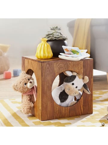 KADIMA DESIGN Quadratischer Beistelltisch aus Sheesham-Holz, Cube-Design, vielseitig